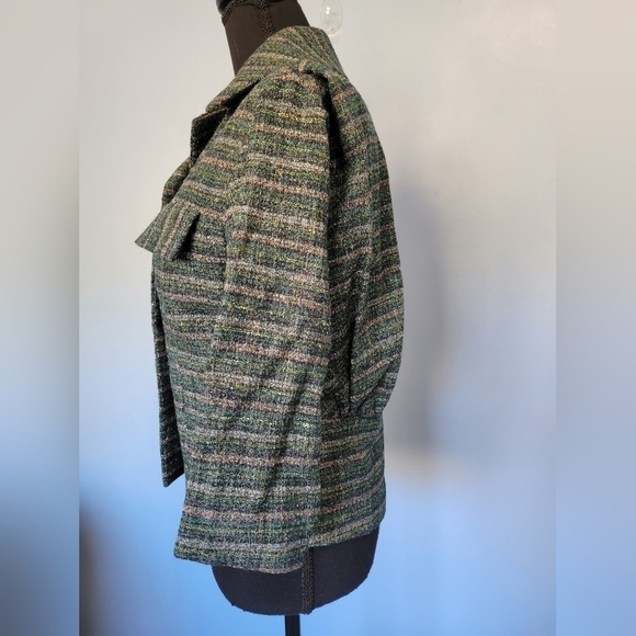Vntg Mitsukoshi Striped Blazer in Green Size Small? - Picture 8 of 14